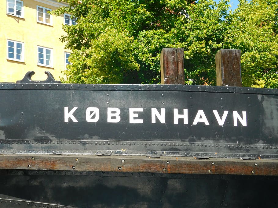 copenhagen, denmark, boat, text, western script, tree, plant HD wallpaper