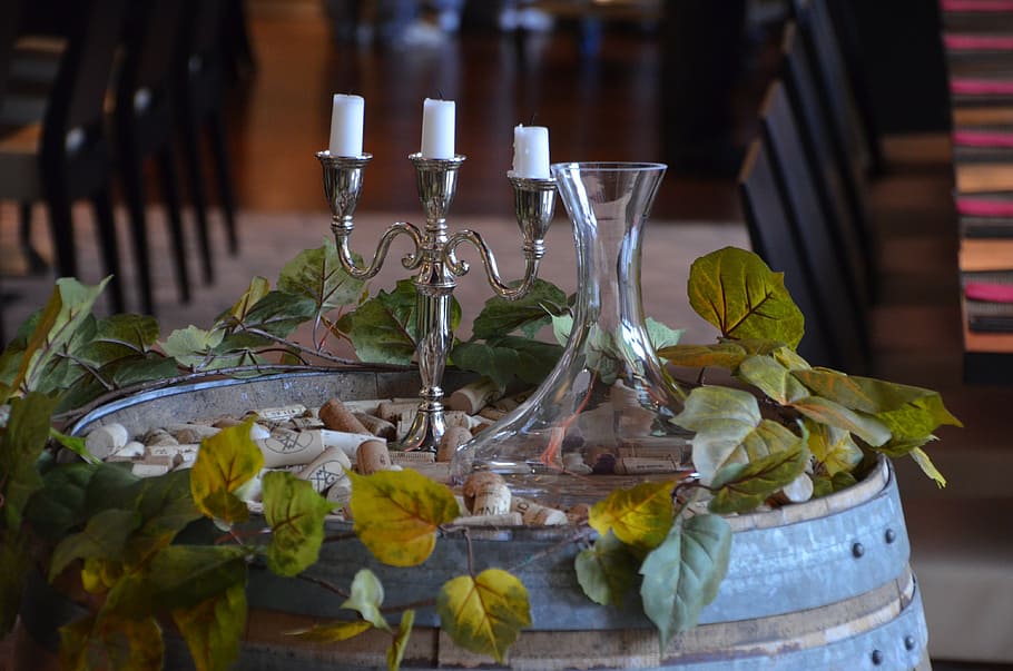 candlestick, wine, romantic, glass, decoration, cork, table HD wallpaper
