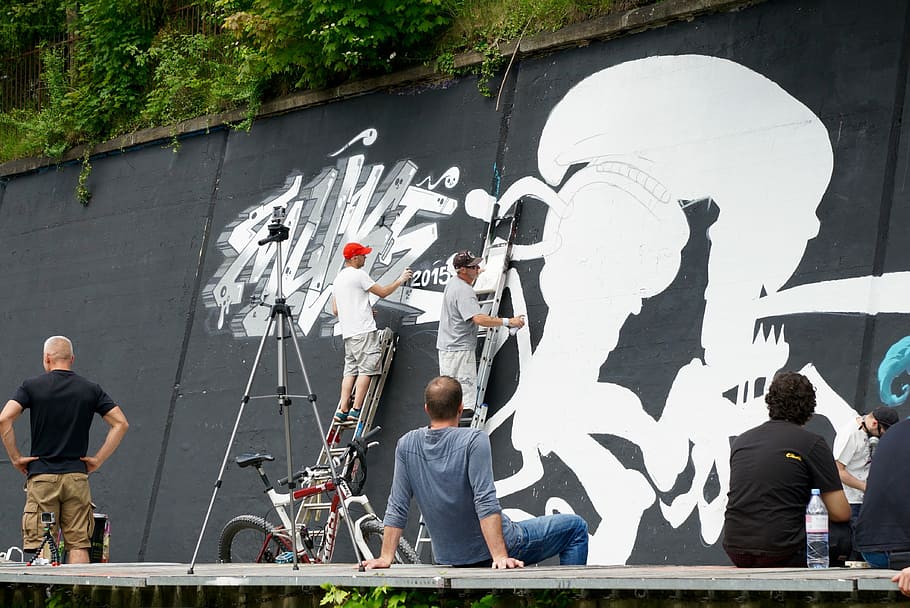 Wall, Sprayer, Graffiti, Art, artists, viewers, movie recording HD wallpaper