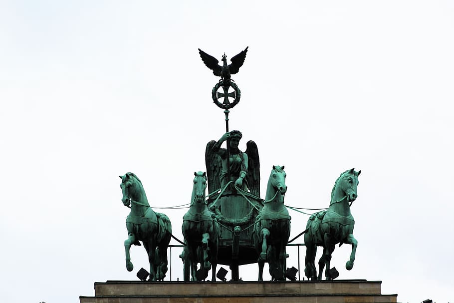 brandenburg gate, quadriga, horses, tourist attraction, places of interest, HD wallpaper