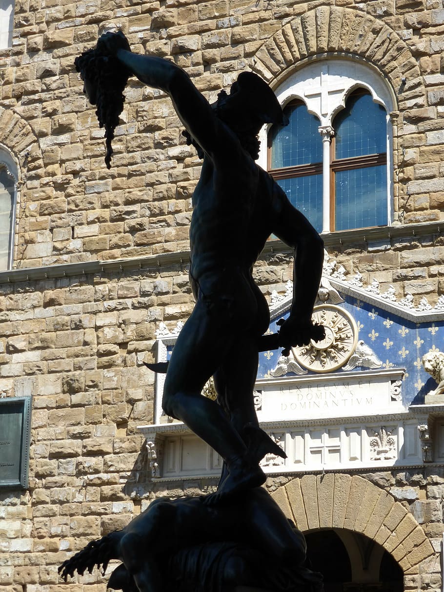 statue, sculpture, perseus, loggia dei lanzi, benvenuto cellini