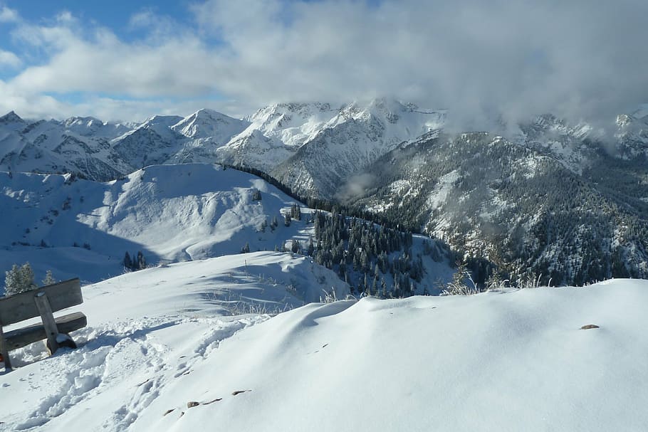 mountains, wintry, landscape, winter, snow, austria, tyrol HD wallpaper