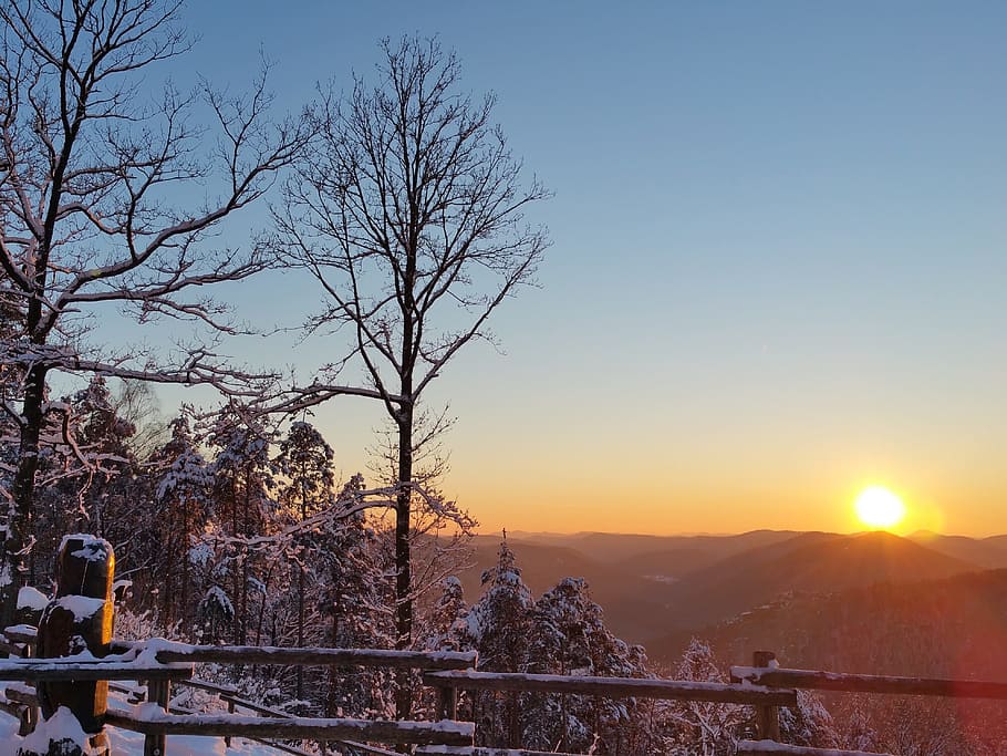 Winter, Romantic, Mood, Sunset, winter mood, cold temperature HD wallpaper