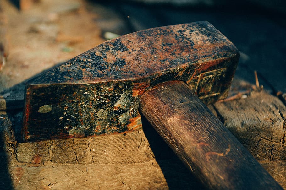 hammer, old tool, work, equipment, repair, rusty, vintage, metal HD wallpaper