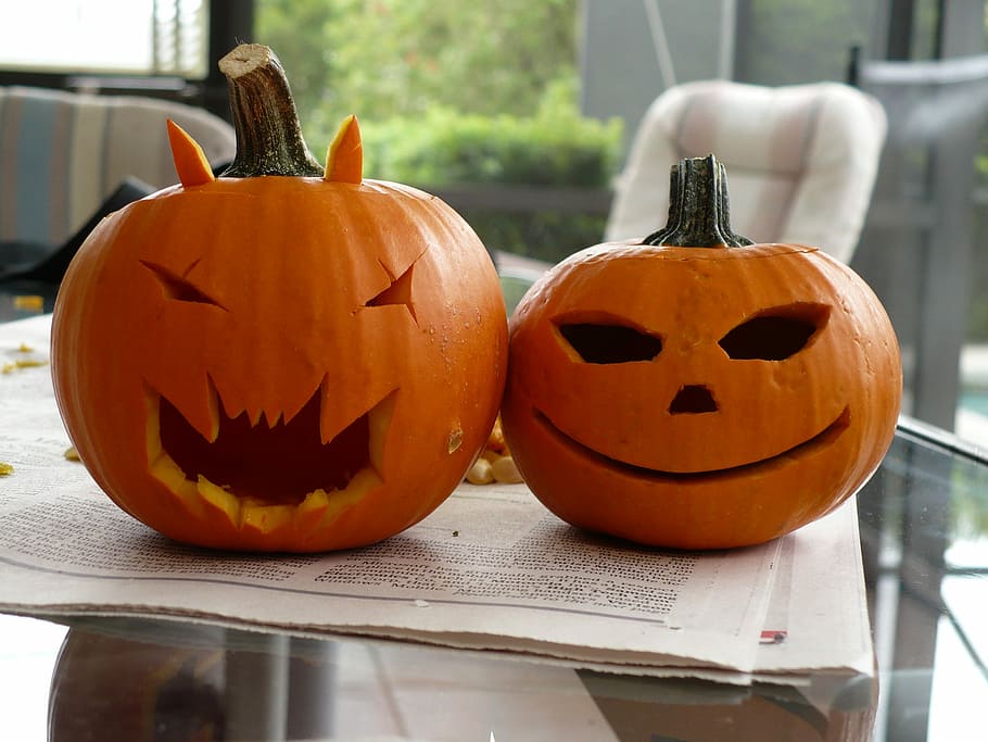 Pumpkins, Halloween, Couple, cultures, celebration, tradition HD wallpaper