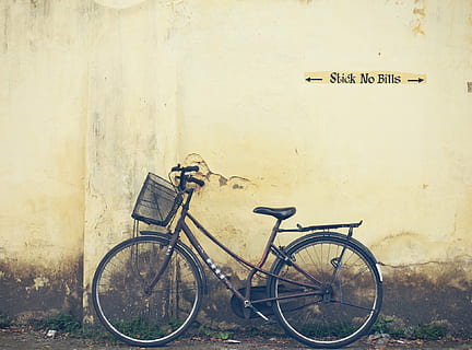 brown bike parked near wall, cycle, kochi, india, travel, culture HD wallpaper