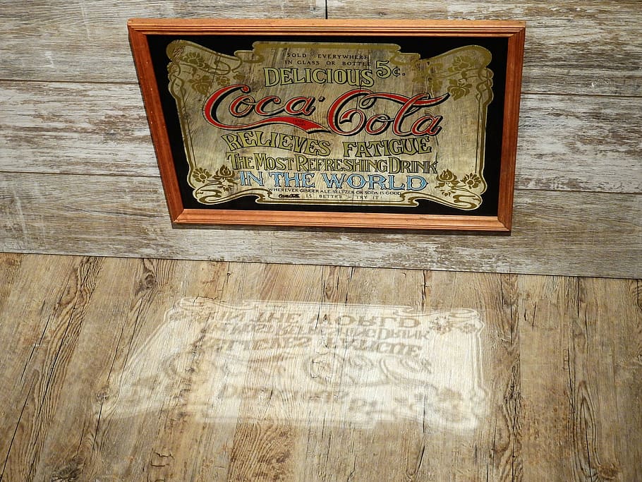 coca cola, coke, advertisement, mirror, old, advertising sign HD wallpaper