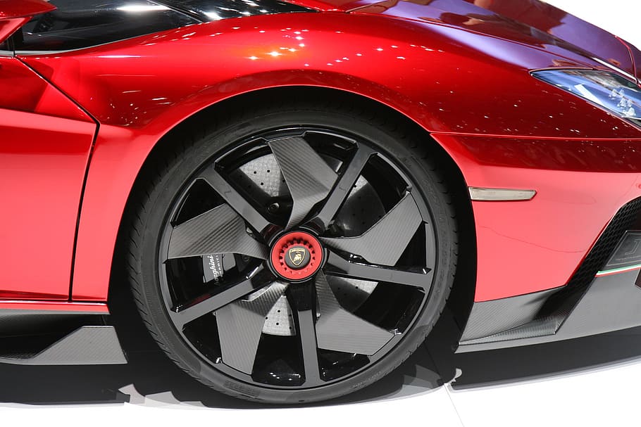 red vehicle, lamborghini, wheel, tire, auto, car, exclusive HD wallpaper