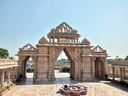 temple, background, gate, beautiful, nature, sun, day, summer HD wallpaper