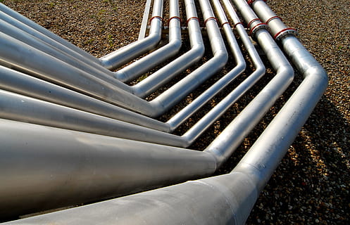 eight gray metal pipes on ground, Industry, Steel, Environment HD wallpaper
