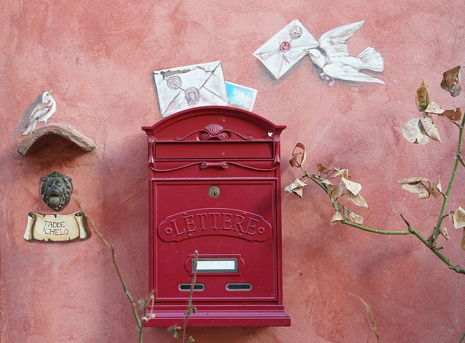 red Lettere mailbox, letters, post, letter boxes, envelope, send, HD wallpaper