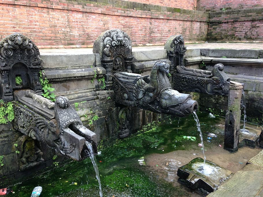 Fountain, Nepal, Temple, statue, history, water, no people HD wallpaper