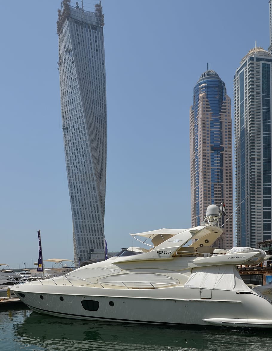 u a e, holiday, dubai, sun, palm trees, skyscrapers, park, architecture HD wallpaper