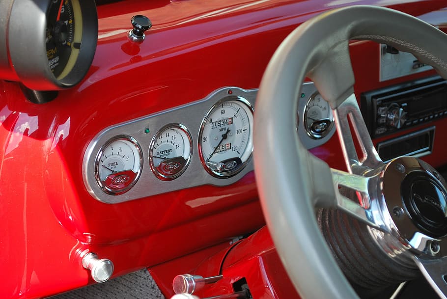 auto, dashboard, speedometer, volt meter, fuel gauge, oldtimer HD wallpaper