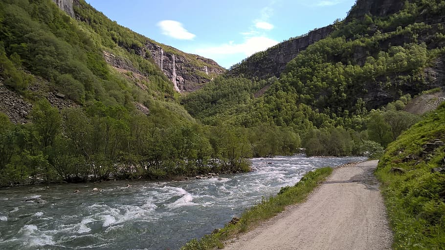 trail, cycle path, river, landscape, nature, nature trail, commercial way HD wallpaper