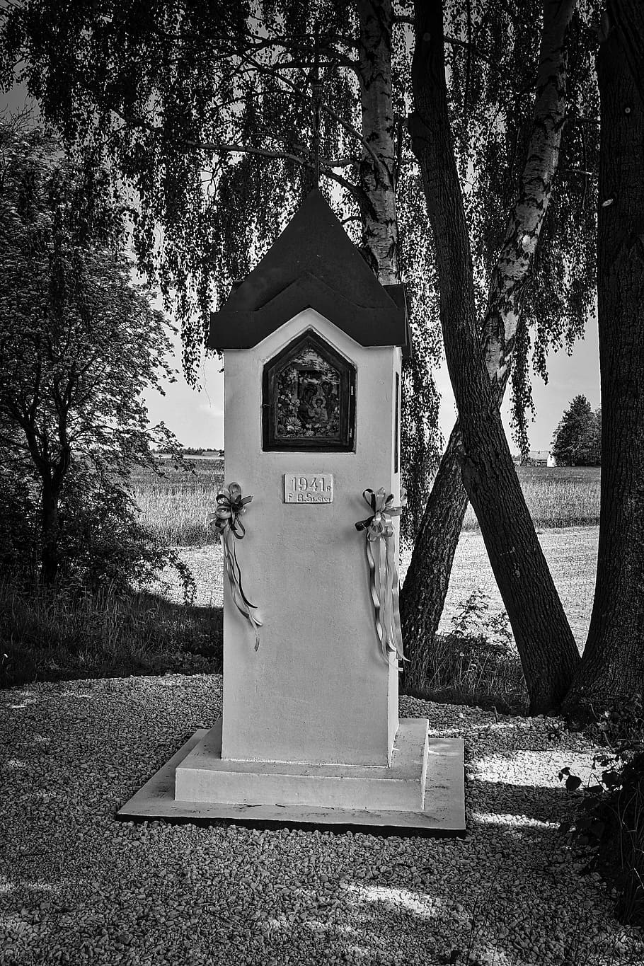 monument, religious, stone, remembrance, religion, tree, plant HD wallpaper