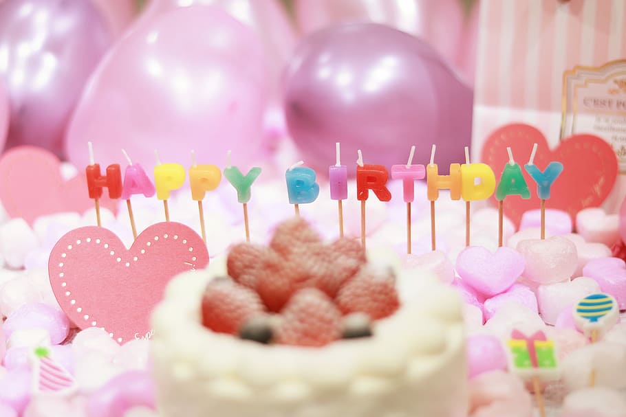 round cake with strawberries on top, celebration, birthday, dessert HD wallpaper