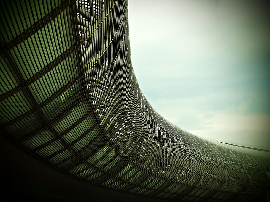 gray metal framed structure, architecture, modern, building HD wallpaper