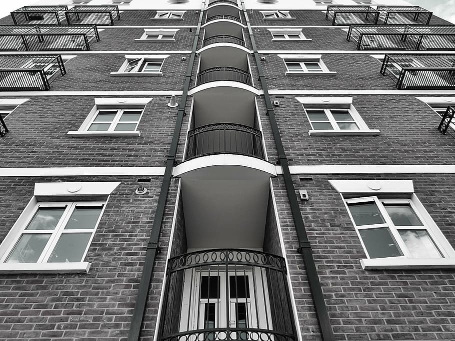 architectural design, architecture, black and white, bricks HD wallpaper