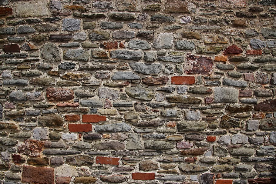 brown and gray brick stone wall, texture, pattern, old, rock, HD wallpaper