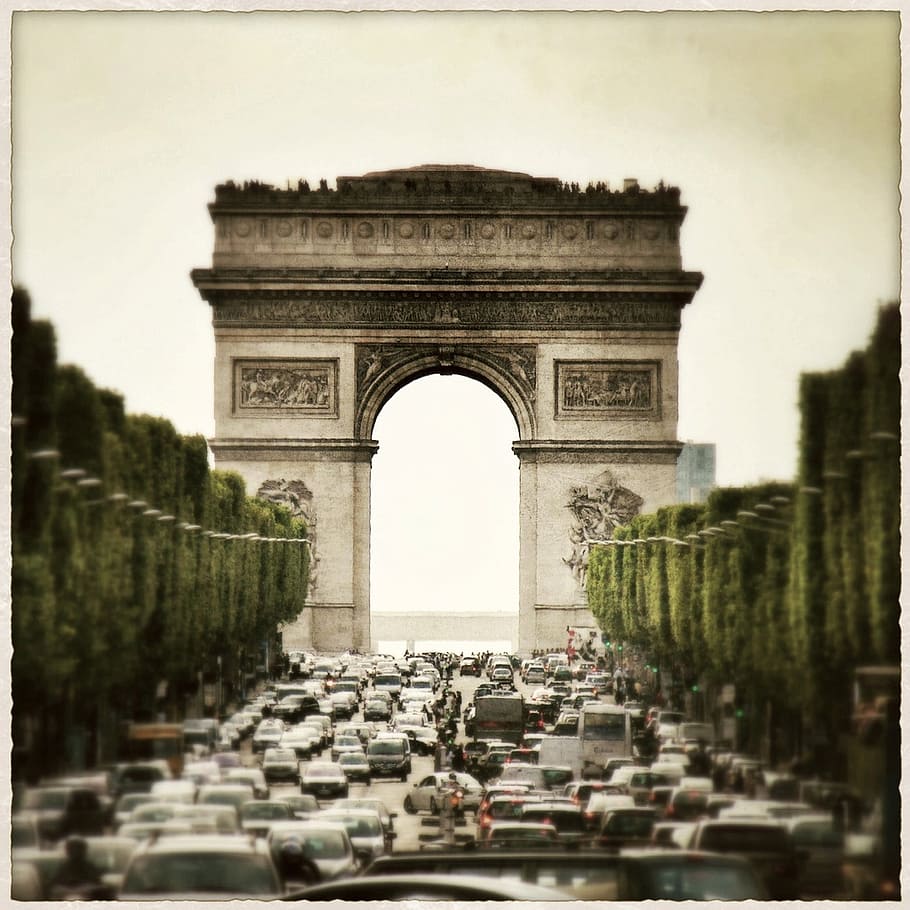 white and grey Arc de triomphe, paris, france, places of interest