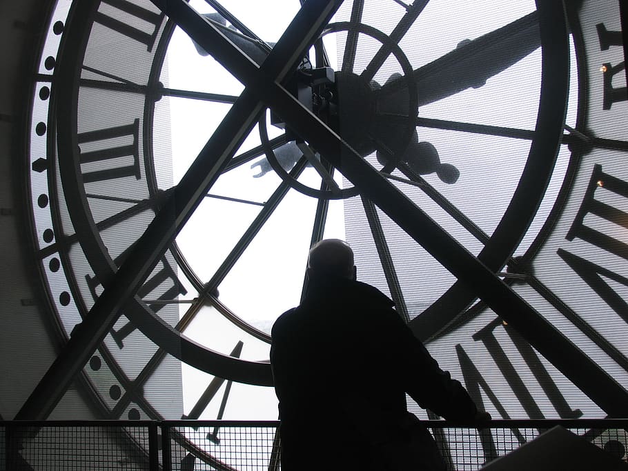 man, watching, thinking, clock, time, museum, europe, architecture HD wallpaper