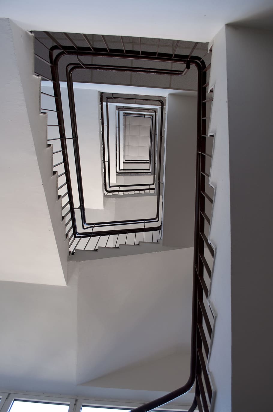 contemporary, empty, window, steps and staircases, railing HD wallpaper
