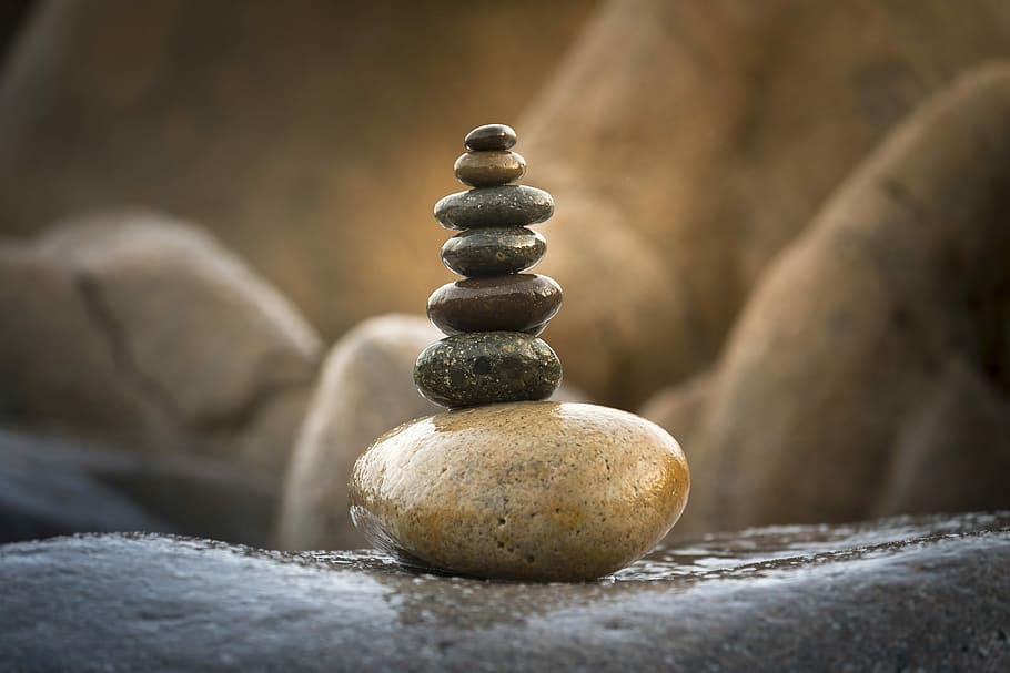 brown stone pillar, balance, background, harmony, stacked, natural, HD wallpaper