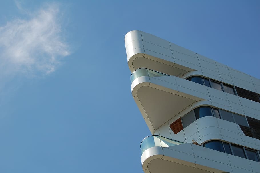 architecture, building, infrastructure, sky, blue, low angle view HD wallpaper