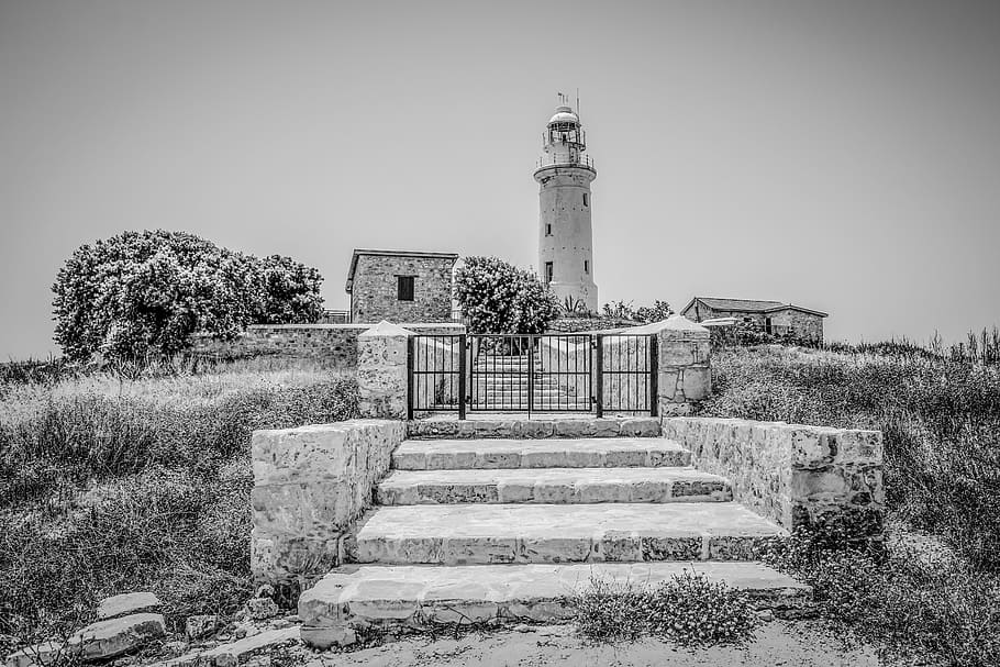 lighthouse, architecture, landmark, building, paphos, cyprus HD wallpaper