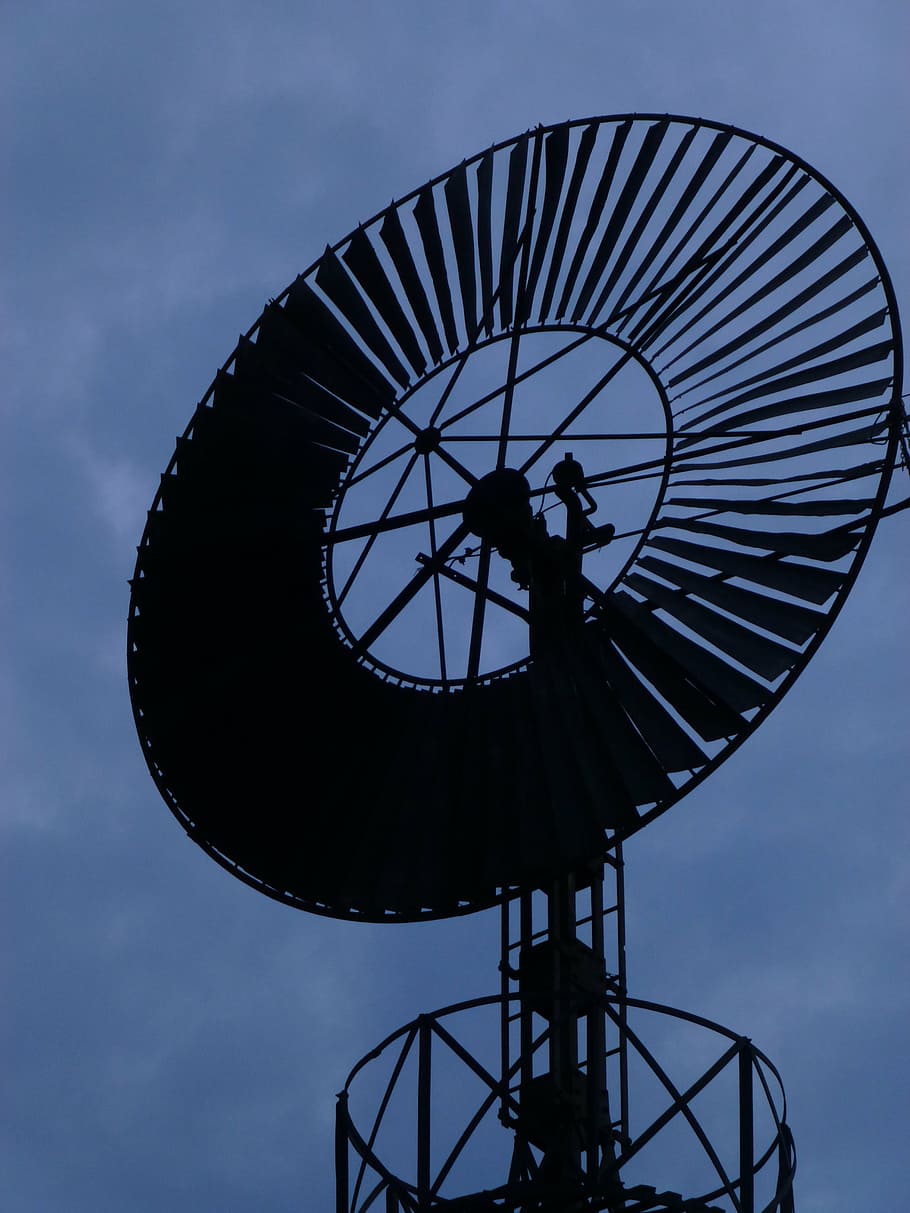 head mill, wind, night, stub, iron, sky, low angle view, nature HD wallpaper