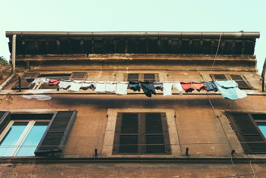 low angle photography of building, assorted, human, clothes HD wallpaper