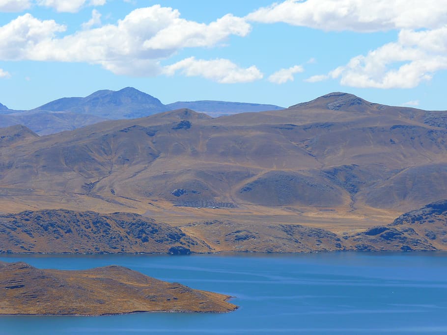 Highland, Mountains, Peru, Lake, peruvian highland, altiplano, HD wallpaper