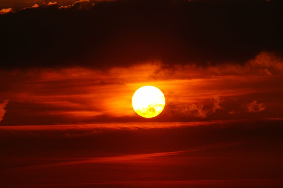 clouds and sun scenery, solar, eclipse, nature, sky, dusk, dawn HD wallpaper