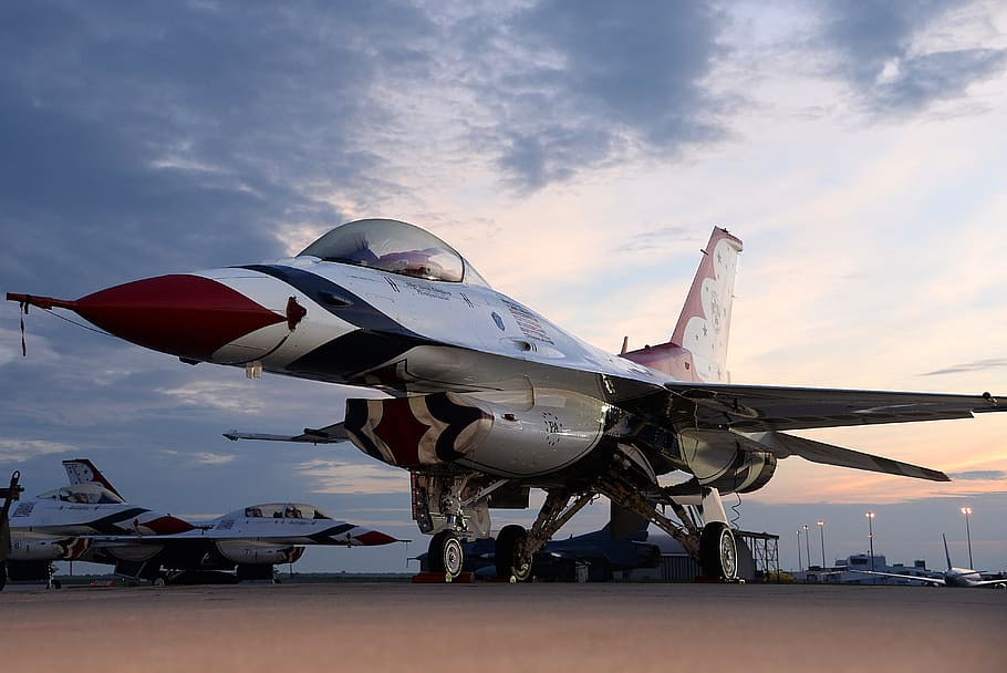 f-16 thunderbird, aircraft, aviation, fighting falcon, jet