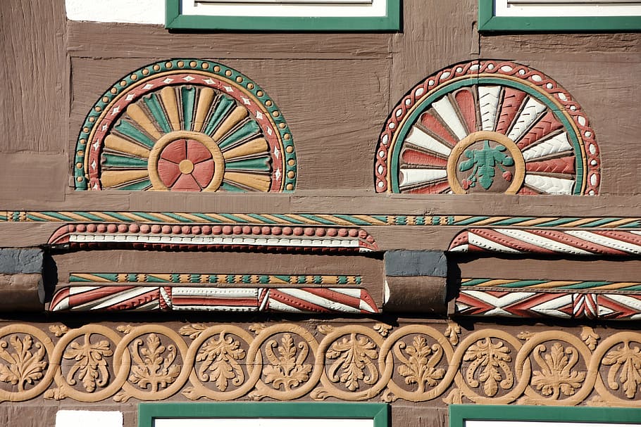 sun, building, home, truss, decor, carving, border, architecture HD wallpaper