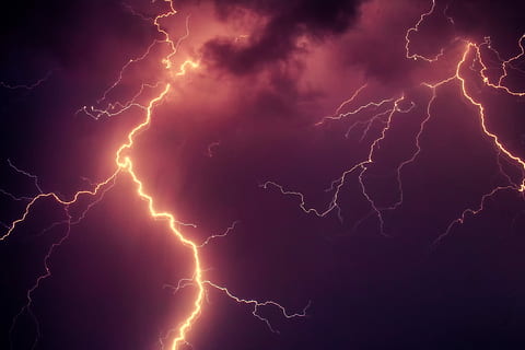 time lapse photo of lightning, yellow lightning, sky, storm, cloud HD wallpaper