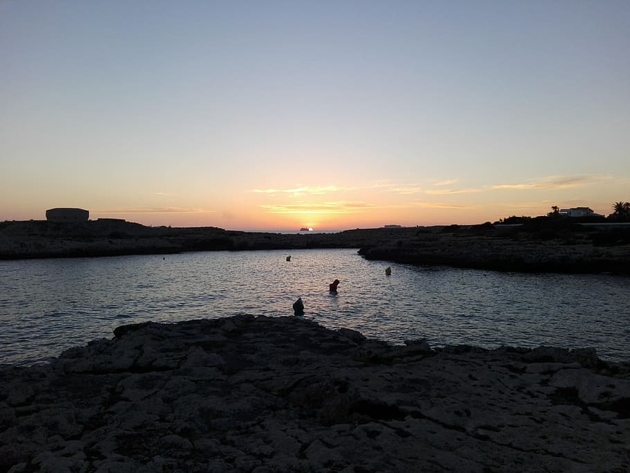 sunset, sky, sea, water, real people, beauty in nature, scenics - nature HD wallpaper