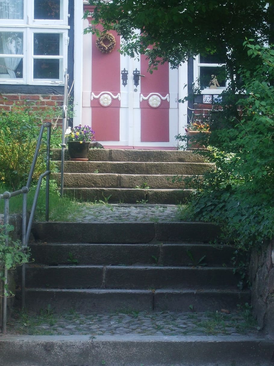 door, stairs, gradually, input, architecture, built structure HD wallpaper