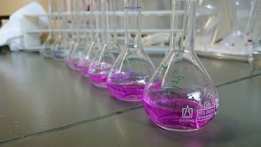 Laboratory, Volumetric Flasks, dilution series, nitrite detection HD wallpaper
