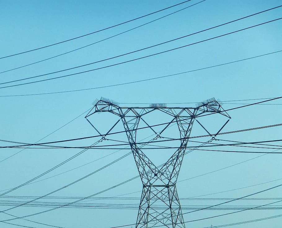 pylon, electricity, lines, current, cable, power line, power supply HD wallpaper