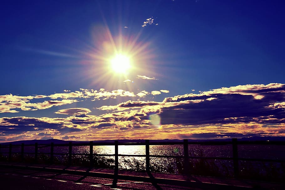 Sunset, Evening, Twilight, Sea, sky, france, orange, cloud HD wallpaper