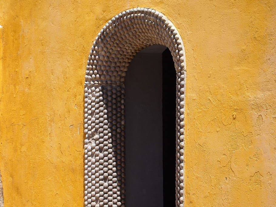 Door, Input, Output, Old, Portal, Arc, yellow, close-up, no people HD wallpaper