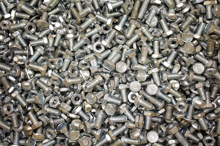 Metal, Bolts And Nuts, mathematical logic, steel, screw, close-up