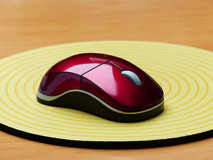 red wireless computer mouse, input device, mouse pad, peripheral HD wallpaper