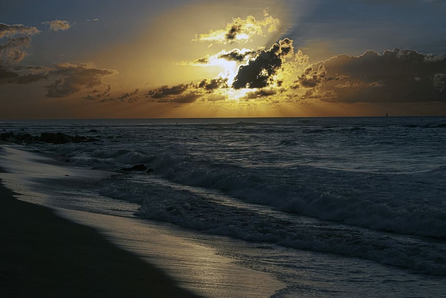 hawaii, sunset, beach, ocean, water, sea, sky, beauty in nature HD wallpaper