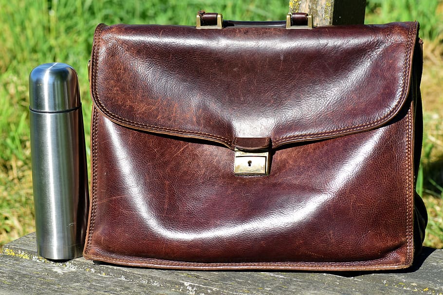 Bag, Leather, Case, Break, Work, leather case, work bag, briefcase, HD wallpaper