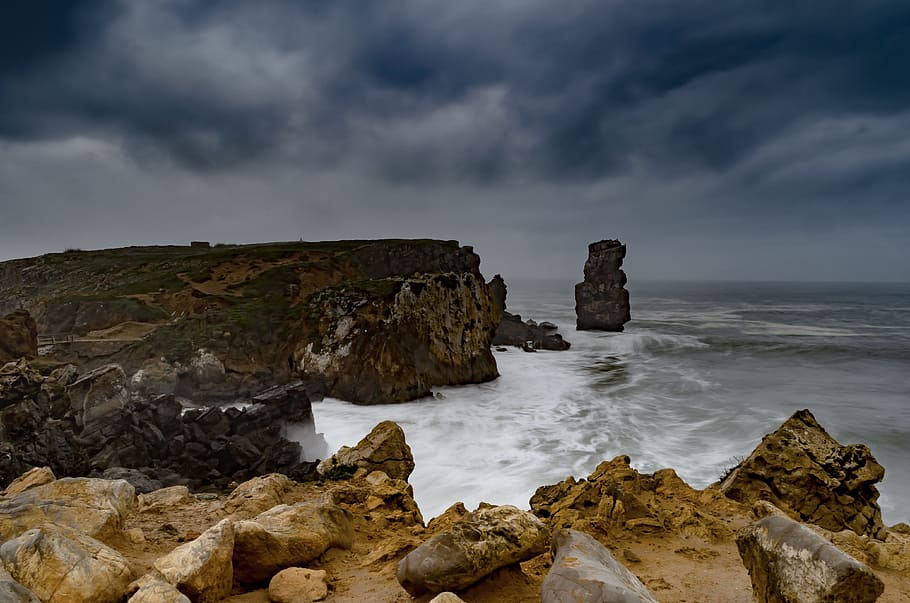 coastline, ocean, cliffs, sea, ocean wave, seascape, shore HD wallpaper