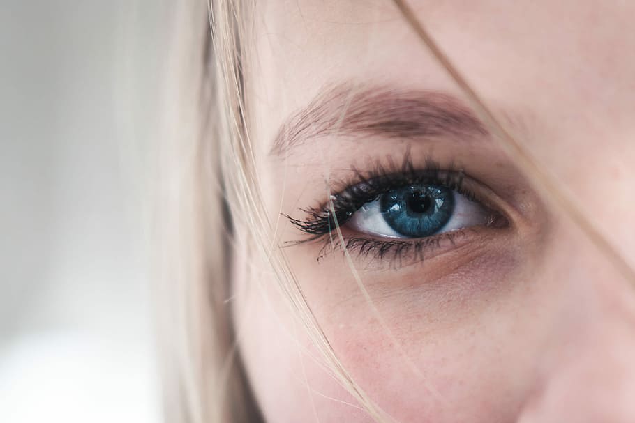 close up photography of human right eye, right human eye, blue eye HD wallpaper