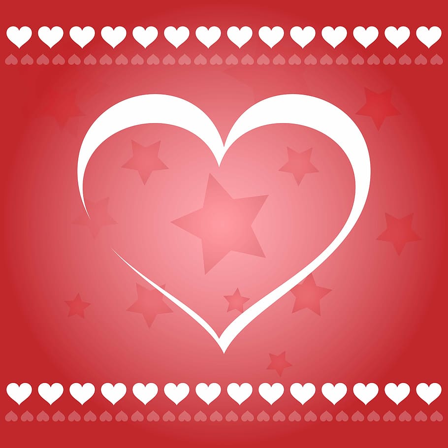 red and white heart and star wallpaper, postcard, banner, holiday, HD wallpaper